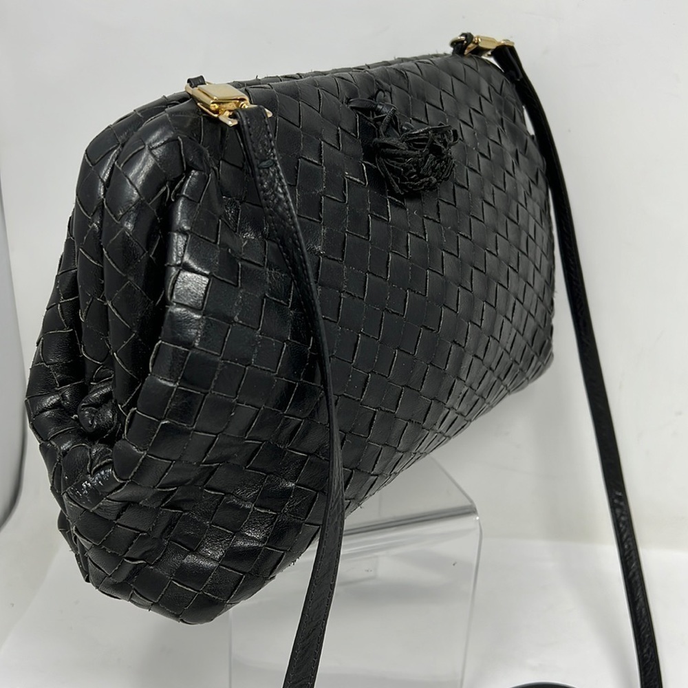 Meyers Vintage Interwoven Leather Shoulder Crossbody Top Frame Clutch Bag
